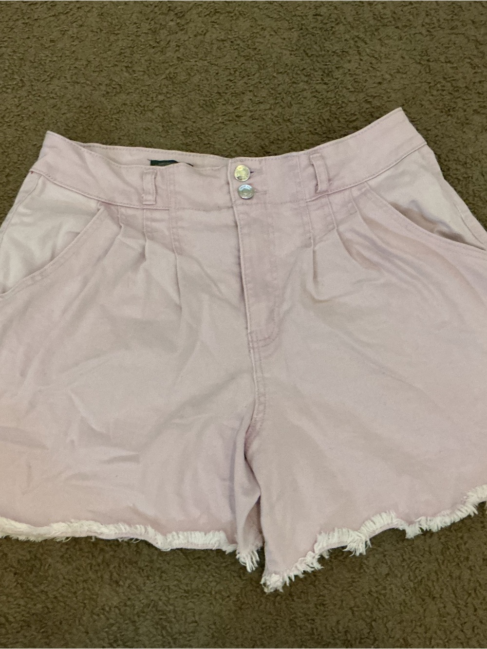 wild fable Light Pink High-Waist Frayed Hem Shorts